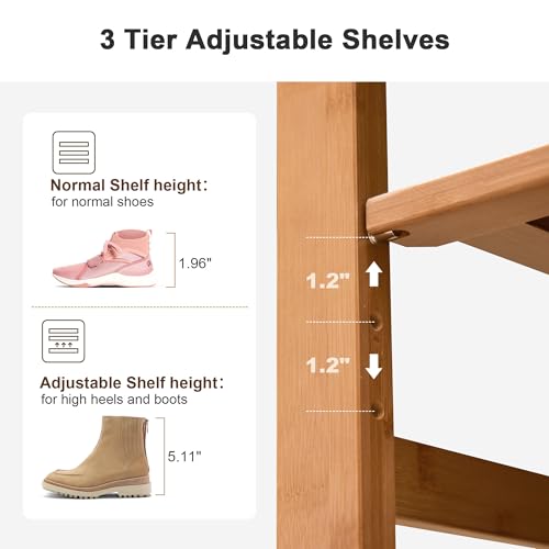 PETKABOO Shoe Rack Bench with Cushion 39.4“, Shoe Rack for Front Door Entrance, Shoe Bench with Storage for Entryway Hallway Bedroom Living Room - color: Brown, style: 39 in
