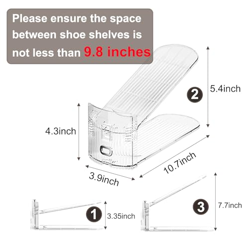 10Pack Shoe Slot Organizer Clear Shoe Stackers Organizers for Closet Space Saver 50% Shoes Display Shelf Rack Holders Zapateras Organizers - size: Transparent 10PACK