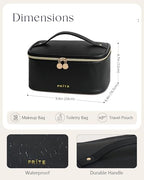 Prite Makeup Bag, Large Capacity Portable Travel Cosmetic Bag, Waterproof Makeup Organizer for Women with Handle and Divider (001 Black) - color: 001 Black