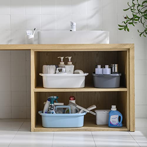 Haundry Large Cleaning Caddy with Handle, Tool Storage Basket Organizer, Sturdy Pail Bucket Organizer, Household Bucket for Cleaning Supplies - Gray - color: Grey