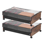 VEVOR Under Bed Storage with Wheels, 36.0 x 18.1 x 7.3 inch, Underbed Containers with Clear Lid, Underbed Shoe Organizer, Rolling Under the Bed Storage Bins for Clothes Shoes Blankets Bedroom, 2 Pack - style: E