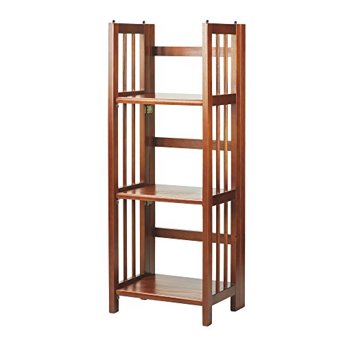 Casual Home Narrow 3-Shelf Folding Bookcase, 14" Wide, Mahagony - color: Mahogany