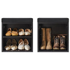 YMYNY Shoe Storage Bench with Cushion, 2 Tier Shoe Rack with Padded Seat, Adjustable Shoe Organizer Cabinet for Entryway, Living Room, Hallway, Closet, Bedroom, 15.4L*11W*16.54H, Black, UHBD028B - color: Black