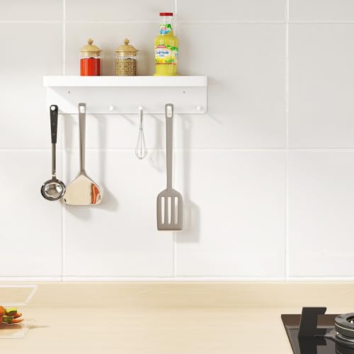 MKO Key Holder for Wall, Mail Organizer and Key Rack Wall Mount with Tray & 6 Hooks for Hallway (White) - color: White 1pcs