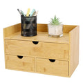 Charmewooden Bamboo Desk Organizer With Drawers Countertop Drawers Counter Storage Box Corner Desk Organizer for Home Office No Assembly Required (3 Drawers with shelf) - style: 3 Drawers with shelf