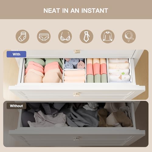 Criusia Drawer Organizer Clothes, 21 Pack Dresser Organizer for Baby Clothes, Underwear, Sock- Foldable Closet Organization and Storage Dividers Bins for Nursery, Bedroom (White) - color: White, size: 21PACK