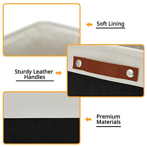 DULLEMELO Linen Closet Organizer and Storage Basket for Office, Bedroom, Cloth, Baskets for Organizing and Storage with handles for Shelves,Closet,Gift,Toys(White&Black) - color: White&Black, size: Medium-15"x11"x9.5"
