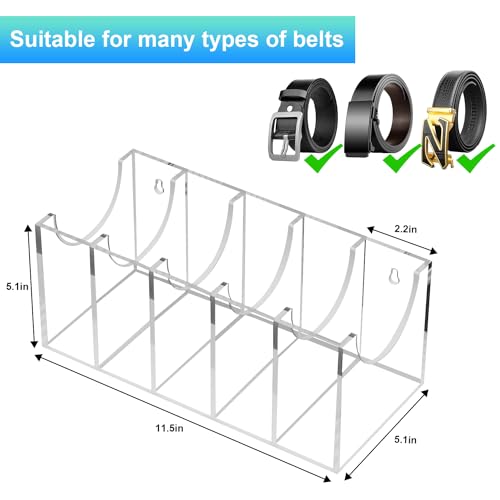 GTI Belt Organizer,Acrylic 5 Compartments belt organizer for closet and wall,Belt Storage Holder for Drawer,Clear Belt Display Case for Closet Tie and Bow Tie - color: Clear, size: 5 Compartments