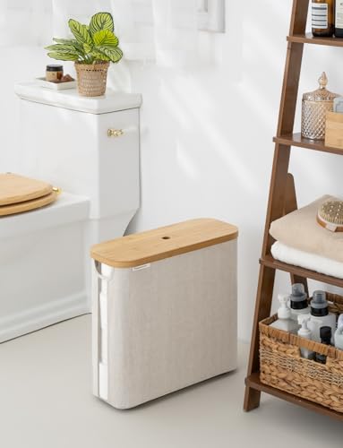 StorageWorks Large Toilet Paper Storage with Bamboo Lid, Toilet Paper Holder Basket for Up to 12 Mega or 16 Regular Size Rolls, Paper Storage Baskets for Bathroom, Light Khaki, 1 Pack - color: Light Khaki, size: Large