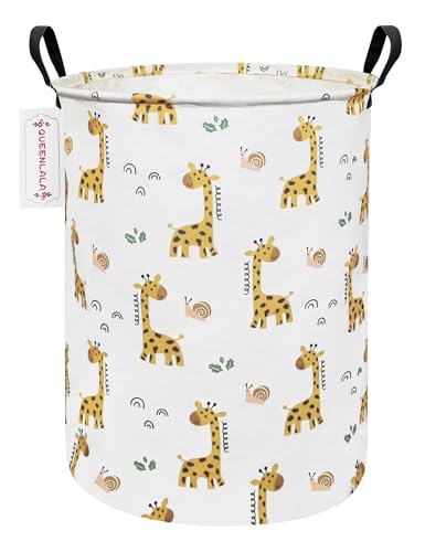 QUEENLALA Large Storage Basket,Laundry Hamper/Bathroom/Home Decor/Collapsible Round Storage Bin,Boys and Girls Hamper/Boxes/Clothing(Round-Yellow Giraffe) - color: Round-Yellow Giraffe