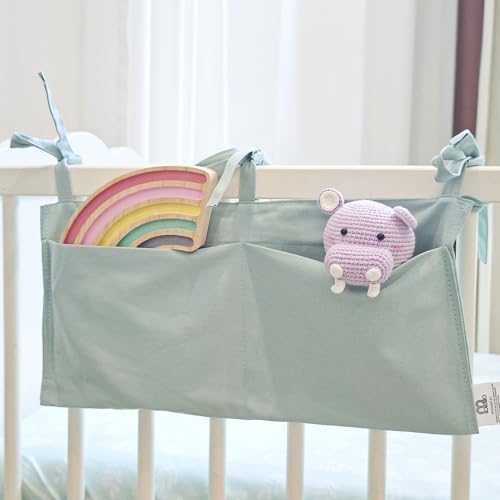 Baby Bedside Hanging Storage Bag - 2-Pocket Bedside Storage with High Capacity for Diapers & Essentials, Space-Saving Hanging Nursery Organizer 5 Colors Available (Blue) - color: Blue