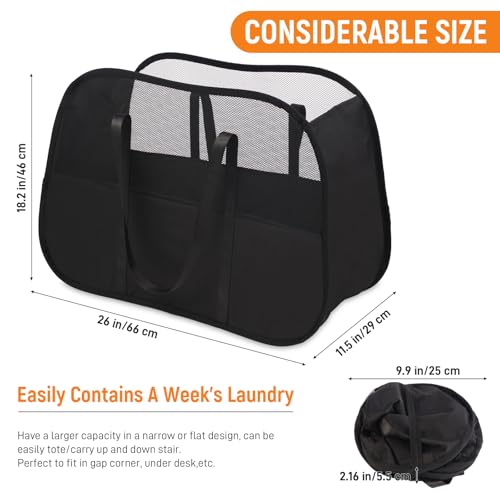 Collapsible Laundry Baskets with Easy Carry Handles, 95L Clothes Hamper for Storage, Foldable Laundry Basket Tear-proof, Large Pop Up Hampers for Laundry, Bedroom, Bathroom, Dorm Black - style: Black