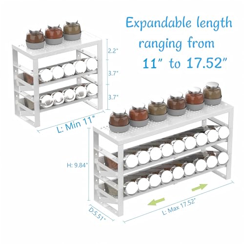 Jojocross Expandable, Stackable, Adjustable Spice Rack kitchen Organizer,Metal Pantry Storage Shelves - Multi-Tier Shelf for Cabinet, Countertop, Pantries, Cupboard or Wall Mount,White - color: White, size: 2 inclined shelves /1 flat top shelf