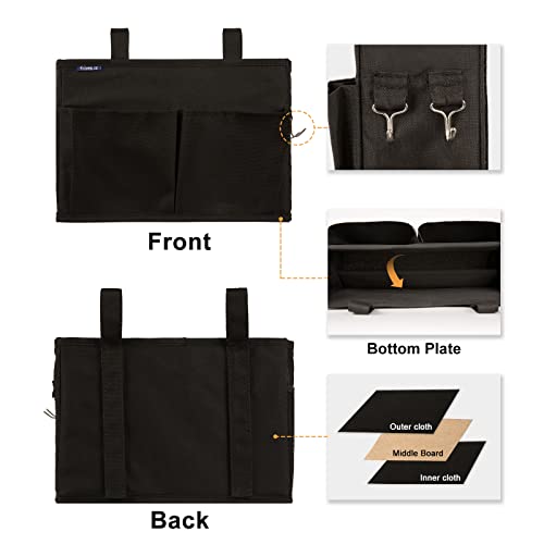 Surblue Caddy Hanging Organizer Bedside Storage Bag for Bunk and Hospital Beds, Black, Small - color: Black, size: Small