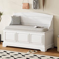 Knocbel Rustic Entry Storage Bench with Hidden Compartments and Removable Cushion, Wooden Entryway Hallway Foyer Shoe Bench Bedroom End of Bed Bench (White) - color: White