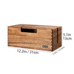 Cable Management Box, Acacia Wood Cord Hider Organizer for Power Strips, TV, Desk & Floor Wires, Under Desk Cable Storage Box for Office & Home