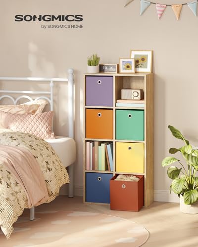 SONGMICS Storage Cubes, Set of 6 Odorless Foldable Storage Boxes, 10.2 x 10.2 x 11 Inches, Closet Organizers for Shelf, Rainbow Storage Bins, Colorful Fabric Bins for Bedroom, Living Room URFB226XA10 - color: Multi-color 3, size: S (10.2"L x 10.2"W x 11"H