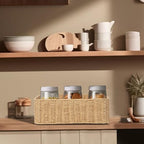 Drawer basket Handwoven Paper Rope Rectangular Shallow Basket Storage-15.35X12.01X4.72 Inches (Light brown) - color: Light brown