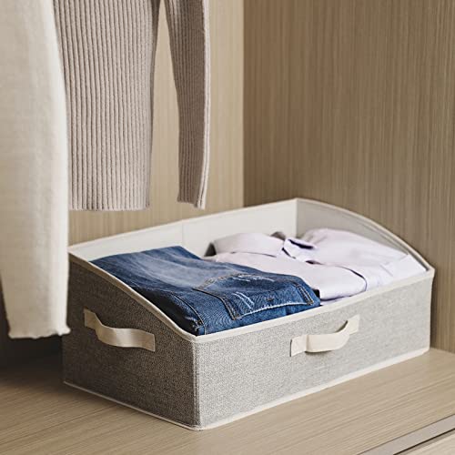 3 Pack Closet Organizers, Foldable Clothes Storage Organizers with Handles, Large Capacity, Sturdy Drawer Storage Boxes for Clothing, Underwear, Books, Shelves, Wardrobe Organizing, Beige - color: Beige