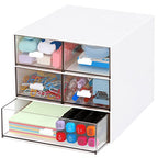 Desk Organizer with 5 Drawers, Rectangular Office Stationery Supplies Desktop Drawers, Plastic Makeup Storage, Suitable for Office, School, Home (White & 5 Drawers) - color: White & 5 Drawers