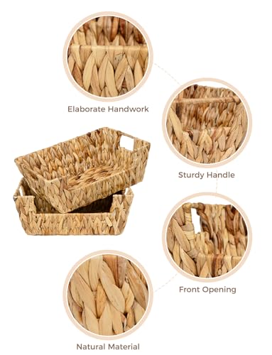 StorageWorks Wicker Basket for Pantry Organizers and Storage, Stackable Water Hyacinth Storage Baskets for Pantry Shelves, 2-Pack - color: Natural(Water Hyacinth), size: 13 ½"L x 10 ¾"W x 5"H