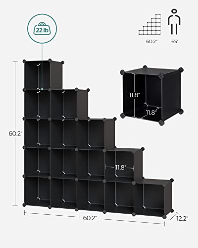 SONGMICS Cube Storage Organizer, Set of 16 Plastic Cubes, Closet Organizers and Storage, Room Organization, Bedroom Living Room, 12.2 x 48.4 x 48.4 Inches, Black ULPC44BK - color: Black, size: 16 Cubes, style: without doors