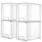 Vtopmart 4 Pack Clear Stackable Storage Drawers,9.7" High Plastic Organizers Bins for Skincare, Bathroom Supplies,Ideal for Cabinet,Undersink,Vanity,Kitchen,Pantry Organization - size: 4Pack 9.7"H