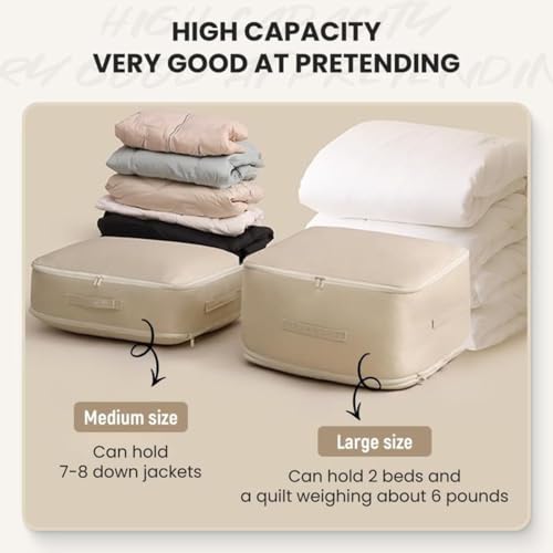 Compression Bags for Storage, 2026 Upgrade Ultra Space Saving Self Compression Organizer Compression Packing Cubes for Travel Sweater Organizer for Closet Clothes Storage Bag (Grey, L+XL) - color: Grey, size: L+XL