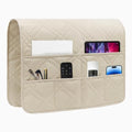 Couch Armrest Organizer Remote Control Holder Bedside Caddy with 6 Pockets, Non-Slip Armchair Caddy Sofa Armrest Organizer for Tv Remote Control, Magazine, Cell Phone, Beige