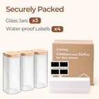 ComSaf 1.9 Qt Glass Storage Containers with Lids, Glass Jars with Lids, Clear Food Storage Jar, Square Canister Set of 3, Pantry Organizers and Storage for Flour Rice Pasta Tea Coffee Bean - size: 1.9Qt*3