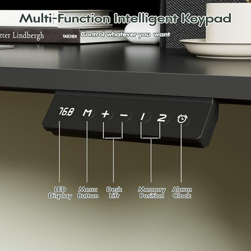 Homall Electric Standing Desk with 2 Drawers, Adjustable Height Computer Desk with Monitor Shelf Sit Stand Table with Splice Board Quick Install for Home Office (Black, 55 Inch) - color: Black, size: 55 Inch