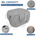 Collapsible Laundry Baskets, Tear Proof Pop Up Laundry Hamper with Lid, Dual Handles Durable Foldable Laundry Basket, Easy to Carry Laundry Hamper for Home, Laundry Room, Bedroom, Dorm, Travel Grey - style: Grey with Lid