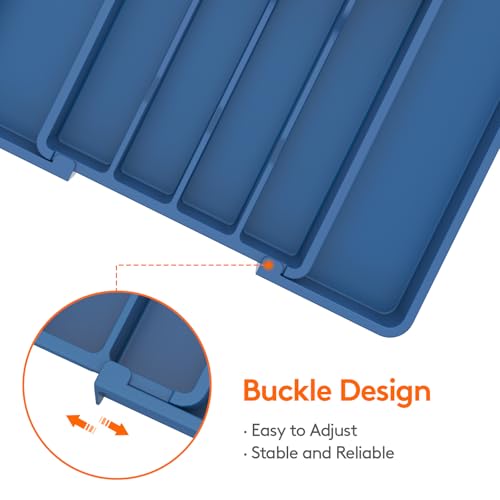 Lifewit Silverware Drawer Organizer, Expandable Utensil Tray for Kitchen, BPA Free Flatware and Cutlery Holder, Adjustable Plastic Storage for Spoons Forks Knives, 8.5"-14.1" x 12.1", Dark Blue - color: Dark Blue, size: Medium (8.5-14''W x 12''D)