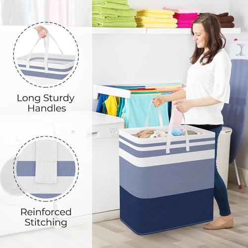 StorageRight Laundry Basket Hamper Large Collapsible Laundry Hamper with Easy Carry Handles，Freestanding Clothes Hampers for Laundry, Bedroom, Dorm, Clothes, Towels, 125L, Gradient Blue - color: Gradient Blue, size: 125L