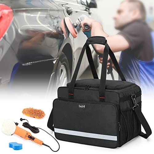 samdew Large Detailing Bag, Detail Organizer for Auto Detailing Supplies Storage, Car Cleaning Caddy for Vehicle Wash Tools, Car Care Box for Detailing Bottles, Towel, Buffer and More, Bag Only