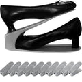 One-Piece Shoe Slot Organizer 10 Pack, Space-Saving Stackers for Closet, Entryway & Shoe Rack | No Assembly Needed - color: Gray