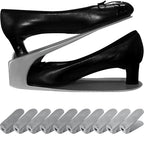 One-Piece Shoe Slot Organizer 10 Pack, Space-Saving Stackers for Closet, Entryway & Shoe Rack | No Assembly Needed - color: Gray