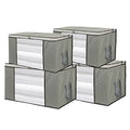 4 Pack Foldable Large Storage Bags 28 x 20 x 12 (L x W x H) inch for Comforter Quilt Blanket Clothes with Clear Window & Handles - Easy to Fit King Size Comforter Set - Closet Under Bed Organizer - size: Extra Large (Horizontal), style: Set of 4