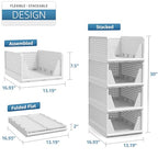 Sorbus 4 Pack Medium Shelf Organizer with Open Front Design Under Shelf for Closet Bathroom Kitchen Garage Plastic Stackable Storage Baskets - size: 4 Medium