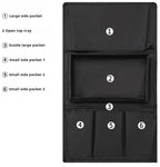Sofa Armrest Organizer with Spill-Resistant Drink Tray, Multi-Pocket Non-Slip Couch Arm Caddy for Remote Control, Phones, Snacks, Universal Fit for Sofa, Recliner & Armchair - color: black
