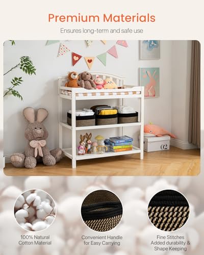 Small Woven Basket, 13.5 x 9.5 x 5 Inches, Storage Basket for Organizing, Cute Small Rope Shelf Closet Cube Storage Bins Baskets for Shelves, Dog Toy Gift Baskets Empty, 3 Pack Black & Brown - color: Black & Brown, size: 13.5"L x 9.5"W x 5"H