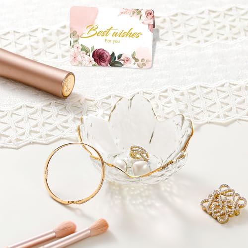 Birthday Gifts for Women Jewelry Dish Glass Ring Dish Holder Jewelry Tray Cute Vanity Organizer Room Decor Jewellery Tray Crystals Trinket Dish Nightstand Bedroom Decor Christmas Friendship Gifts - color: Transparent