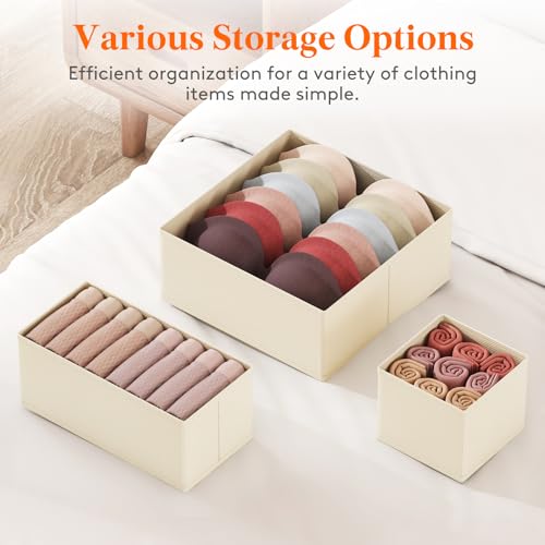 Lifewit 16 Pack Drawer Organizer, Dresser Underwear Drawer Organizer Bins, Foldable Fabric Closet Organizers, Storage Drawer Dividers, Dorm Room Essentials for Clothing, Socks, Towels, Ties Khaki - color: Khaki