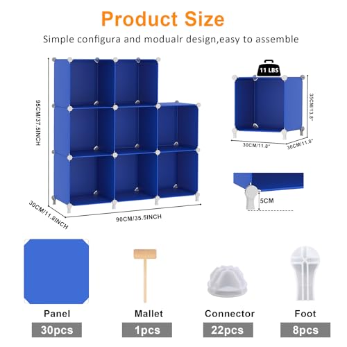 AWTATOS Cube Storage Organizer, 8 Cube Closet Organizers and Storage Shelves, DIY Stackable Bookshelf for Bedroom, Home, Admiral Blue - color: Dark Blue, size: 4x2