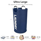 A large 90 liter laundry basket that can be folded for easy carrying. Suitable for bathrooms, laundry rooms, and travel (navy blue) - color: navy blue