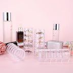 Hipiwe 4 Set Stackable Cosmetic Containers with Screw Lids Plastic Sample Jars 30ml Clear Empty Jars Makeup Sample Containers Nail Accessories Organizer - size: 4Packs 1.9"D x 4.8"H