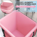 40 Gal(150L) High Grade Large Laundry Basket with Wheels, Rolling Laundry Hamper, Laundry Cart with Metal Frame and Removable Bag Design, Suitable for Laundry Room, Bedroom (Pink, 150L) - color: Pink, size: 1 Section 150L