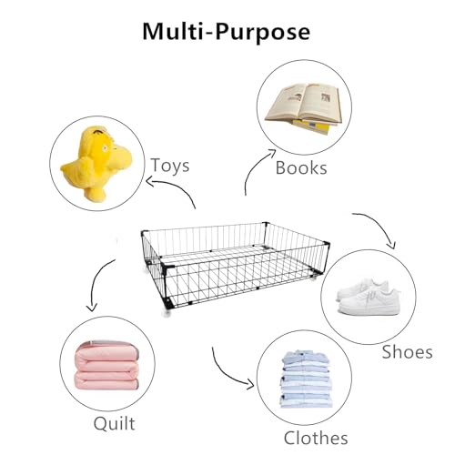 4 Pack Larger Under Bed Storage With Wheels,Rolling Under Bed Drawer,Under Bed Shoes Storage,Open Design, Large capacity,Suitable For Various Storage