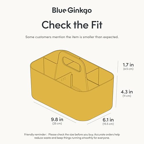 BLUE GINKGO Stackable Organizer Caddy – Korean-Made Portable Tote for Bathroom, Office, Crafts, or School Supplies (Rectangle, Yellow) - color: YELLOW, size: Rectangle