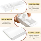 2 Pcs Expandable Drawer Organizer Bins Adjustable Deep Drawer Hanging Organizer Tray Expandable 11.4 to 18.1 Inches Plastic Dividers Storage for Office Bathroom Bedroom Kitchen Desk, White